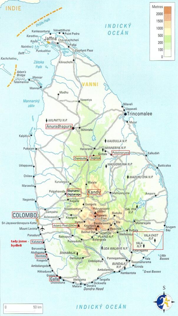mapa Sri Lanky